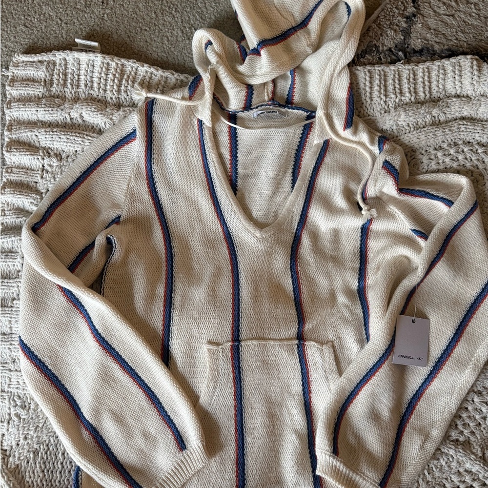 O'Neill Cream Sweater with Blue and Red Accents